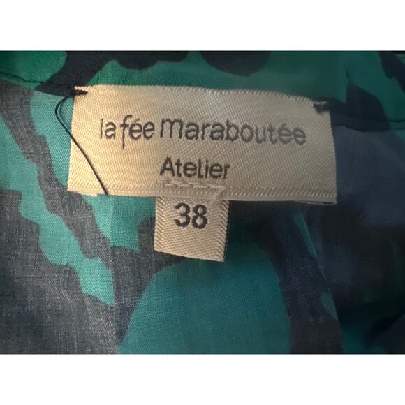 Women 38 S La Fee Maraboutee Atelier Green Printed Shift Dress Long Sleeved - Picture 7 of 7